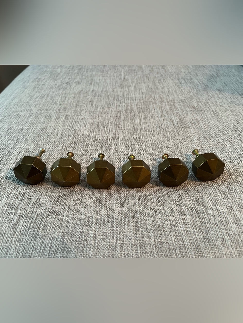 Geometric Octagonal Knobs in Antique Brass (6)